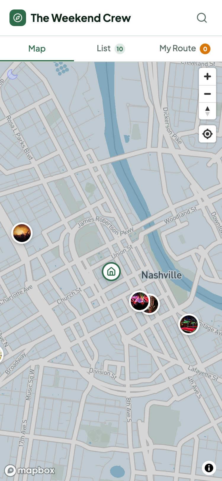 Weekend Crew city trip map